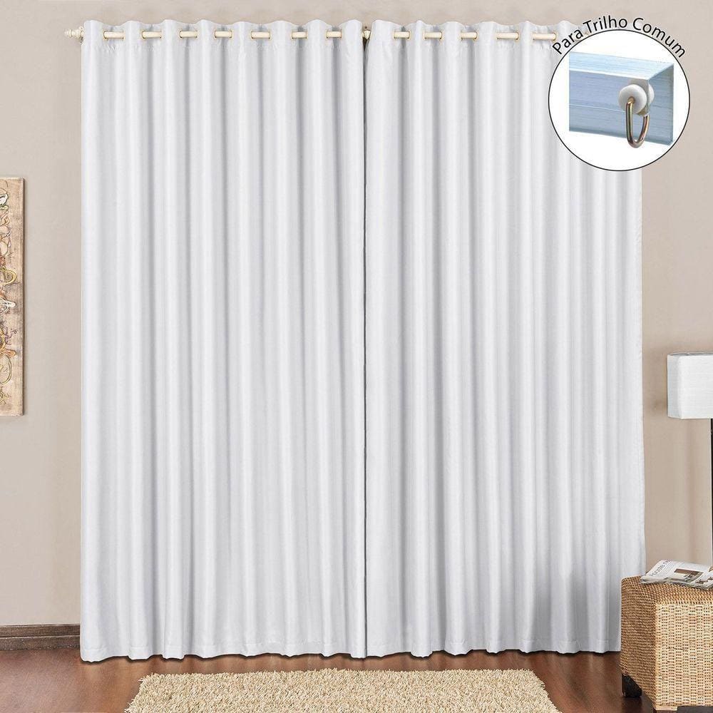 Cortina Tecido Blackout 4,00M X 2,80M Gelo Para Trilho Comum Sala Quarto Blecaute Corta Luz