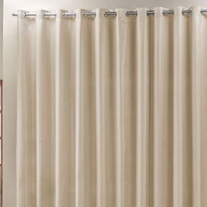 Cortina Roma 3,00M X 2,50M Bege Tecido Rafia Detalhado Para Sala Ou Quarto