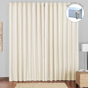 Cortina Tecido Blackout 2,00M X 1,70M Bege Claro Para Trilho Comum Sala Quarto Blecaute Corta Luz