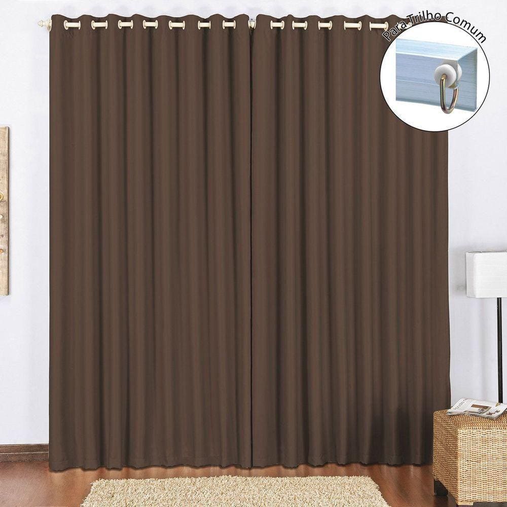 Cortina Tecido Blackout 4,00M X 2,80M Tabaco Para Trilho Comum Sala Quarto Blecaute Corta Luz