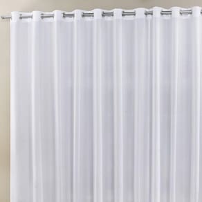 Cortina Roma 3,00M X 2,50M Branca Tecido Rafia Detalhado Para Sala Ou Quarto