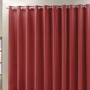 Cortina Roma 4,00M X 2,50M Vermelha Tecido Rafia Detalhado Para Sala Ou Quarto