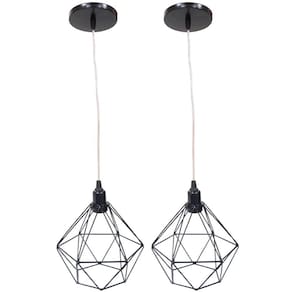 Kit 2 Pendente Aramado Diamante Luminárias Lustre Cabo Cristal Pequeno Teto Retrô Agp Ilumini