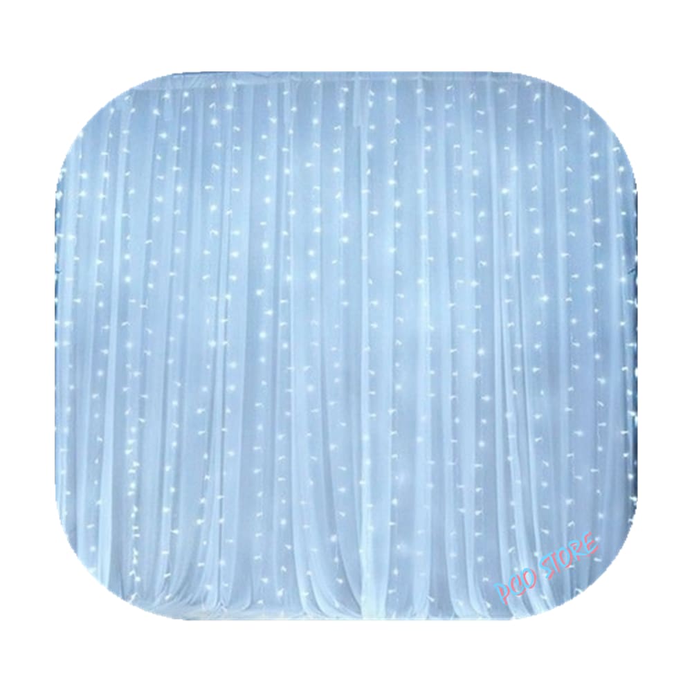 Cortina 300 Led 3,0m x 2,0m Fixo Branco Frio Decor Festa Casa Natal 110V