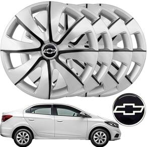 Jogo Calota Chevrolet Prisma onix celta corsa Aro 14 + Emblema
