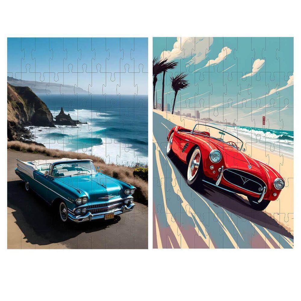 Kit 2 Quebra-Cabeças Atividades Mente Carros Irados 24 Peças