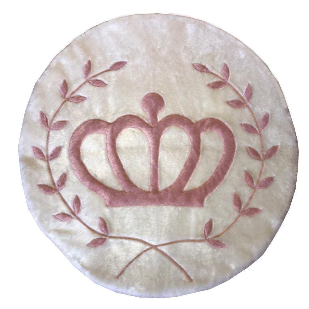 Tapete Pelúcia Coroa Ramos 90Cm X 90Cm Quarto Infantil Base Emborrachado - Palha
