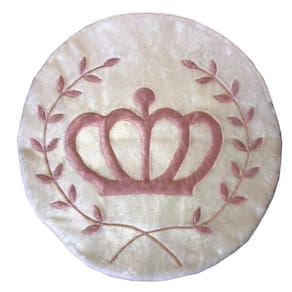 Tapete Pelúcia Coroa Ramos 90Cm X 90Cm Quarto Infantil Base Emborrachado - Palha
