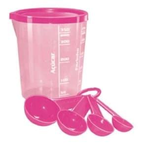 Kit Copo Medidor 400ml + 4 Colheres Medida Certa
