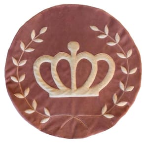 Tapete Pelúcia Coroa Ramos 90Cm X 90Cm Quarto Infantil Base Emborrachado - Rosê