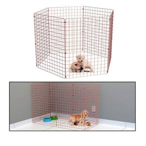 Cercado Móvel para Cachorro Coelho 6 Telas 80cm Altura Cercadinho Pet para Adestrar Filhotes Rose