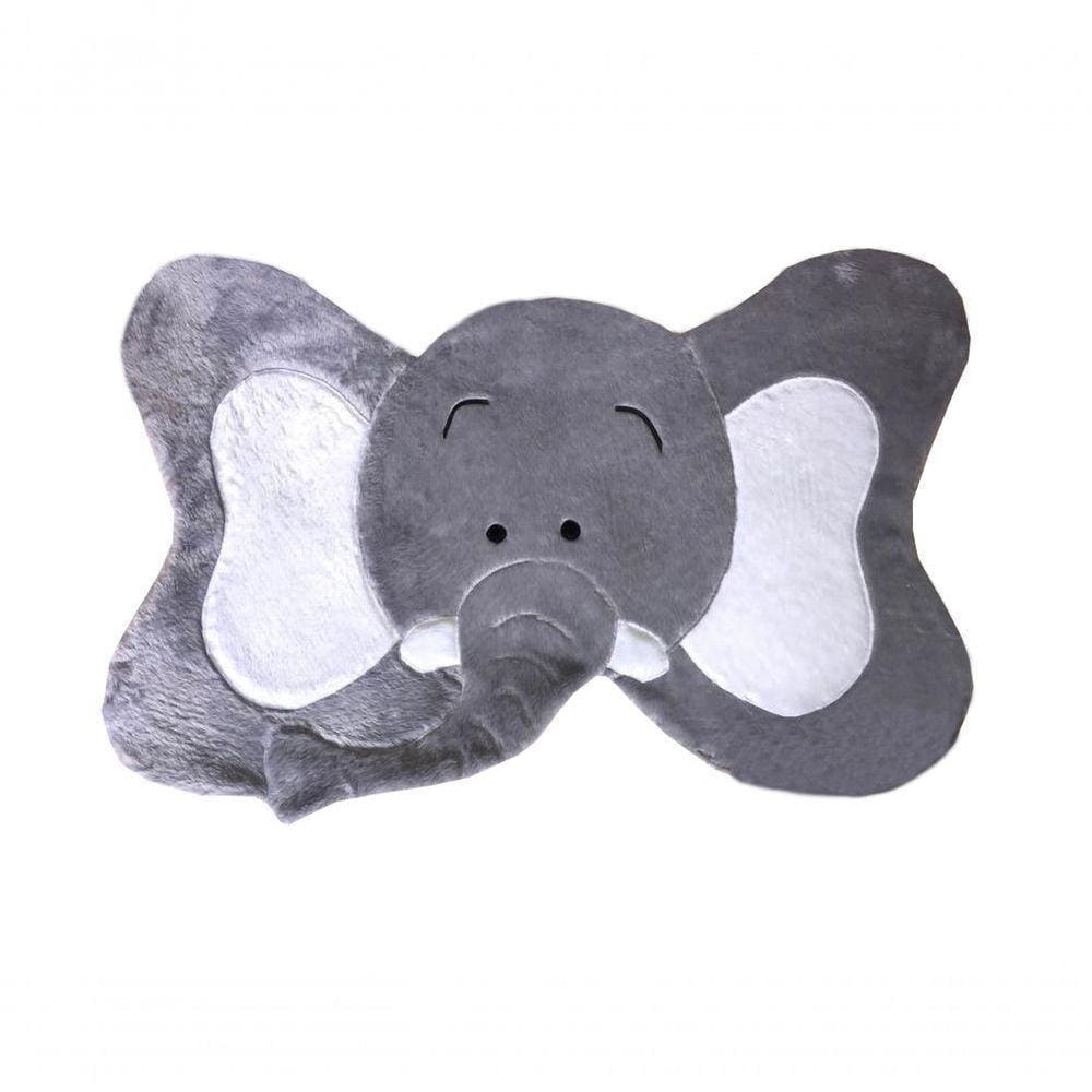 Tapete Pelúcia Elefante 1,05m X 75cm Decorativo Quarto Infantil Base Emborrachado - Cinza Com Branco
