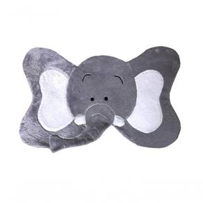 Tapete Pelúcia Elefante 1,05m X 75cm Decorativo Quarto Infantil Base Emborrachado - Cinza Com Branco