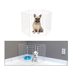 Cercado Móvel para Cachorro Pequeno Porte Filhote Porquinho da Índia 6 Telas 40cm Altura Branco