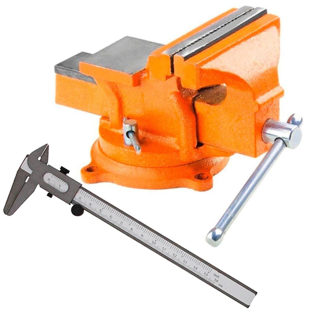 Morsa Torno de Bancada N° 4 com Base Giratória SPARTA + Paquímetro de Aço 6 POL 150 MM WESTERN
