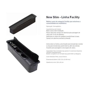 Caixa Embutir P/ Mesa Móveis C/ 03 Tomada 10a New Slim Preta