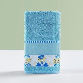 Toalha Infantil Happy World 1,15M X 75Cm Tecido 100% Algodão Macio - Urso Marinheiro Azul