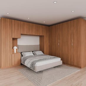 Guarda Roupa Modulado de Canto 12 Portas 6 Peças 1 Mesa de Cabeceira Hera CabeCasa MadeiraMadeira Louro