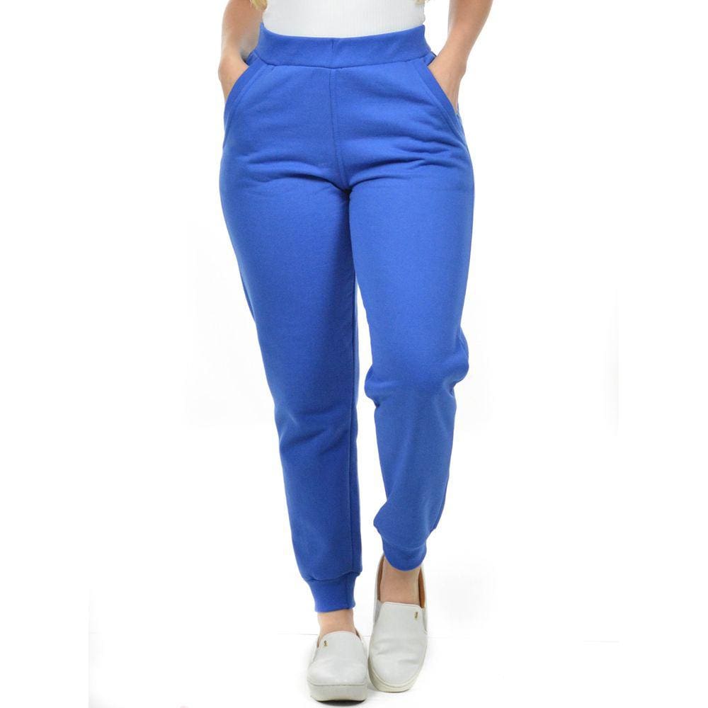 Calça moletom flanelado feminina básica punho