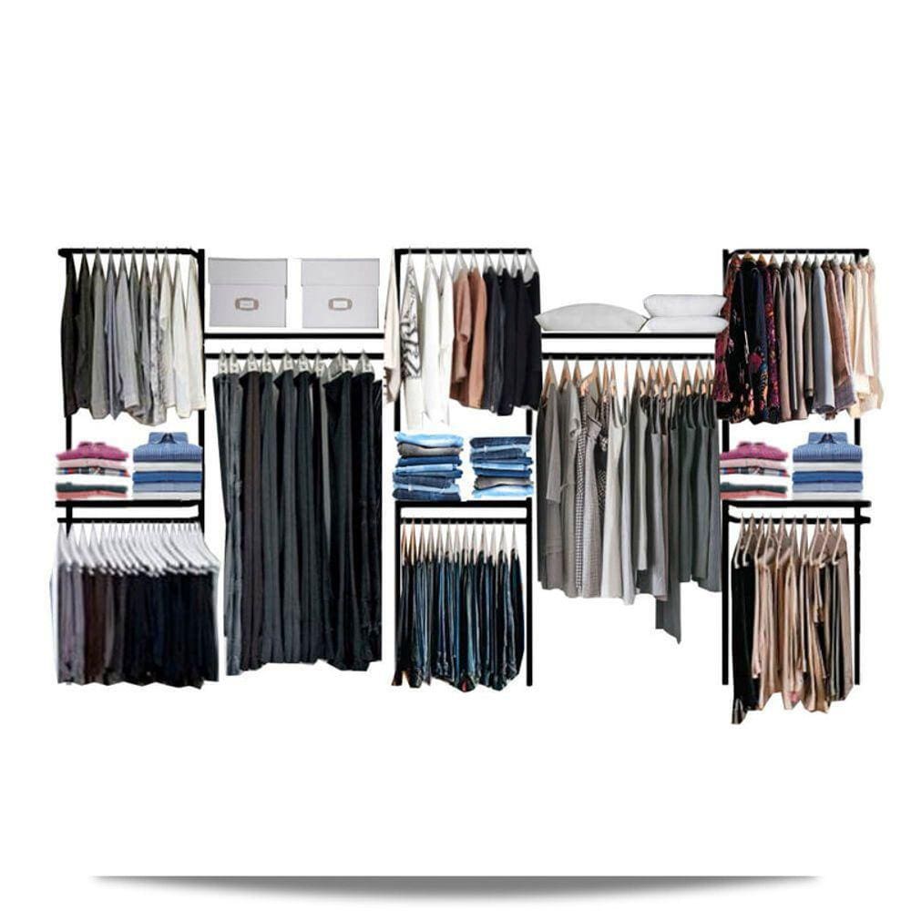 Closet arara aramado trilho parede super resistente moderno 3,70 PT