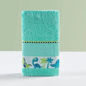 Toalha Infantil Happy World 1,15M X 75Cm Tecido 100% Algodão Macio - Dinossauro Verde