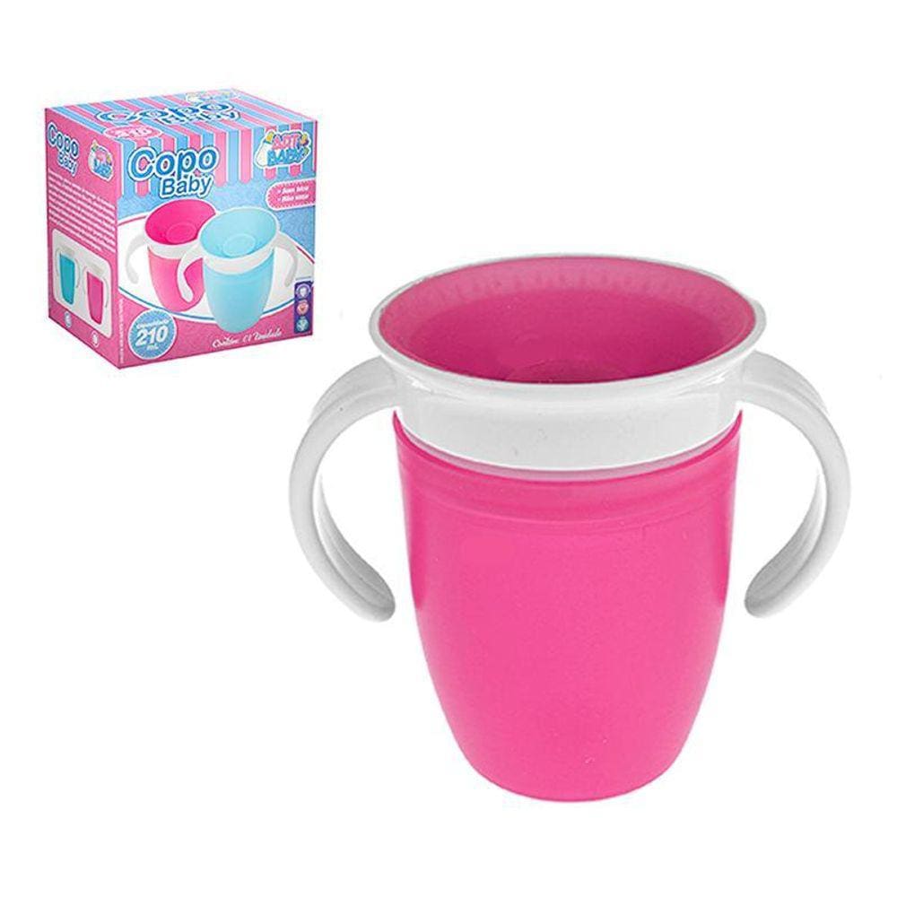 Copo De Treinamento De Silicone Antivazamento 210Ml - Rosa