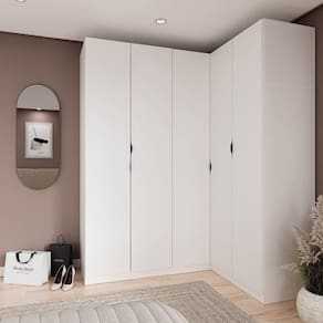 Guarda Roupa Modulado de Canto 5 Portas 3 Peças Hera CabeCasa MadeiraMadeira Branco Geada