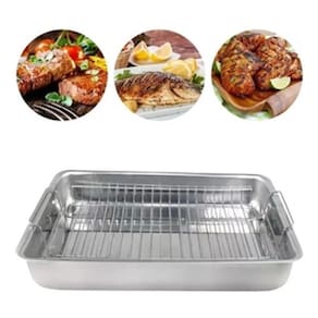 Forma Assadeira Com Grelha Retangular Alta Grade Inox C/ alça