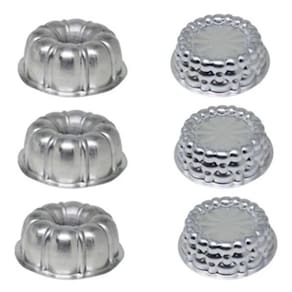 Kit 6 Peças Mini Forma Bolo Pudim Torta Suíça Decorada C2