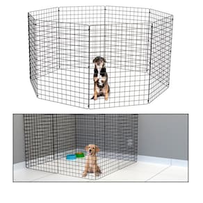 Cercado Móvel para Cachorro Coelho 8 Telas 80cm Altura Cercadinho Pet para Adestrar Filhotes Preto