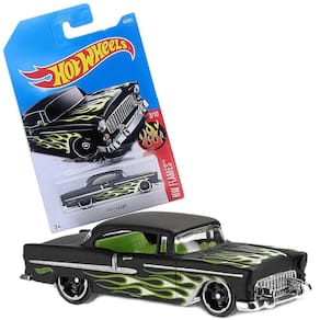 Carrinho Hotwheels 55 Chevy Preto HW Flames Mattel