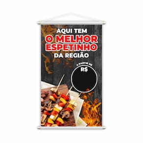 Banner Melhor Espetinho Carne Preço Fundo Preto Grande