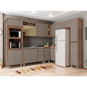 Cozinha Completa Modulada 9 Peças com Armário e Balcão Mel Luciane Móveis