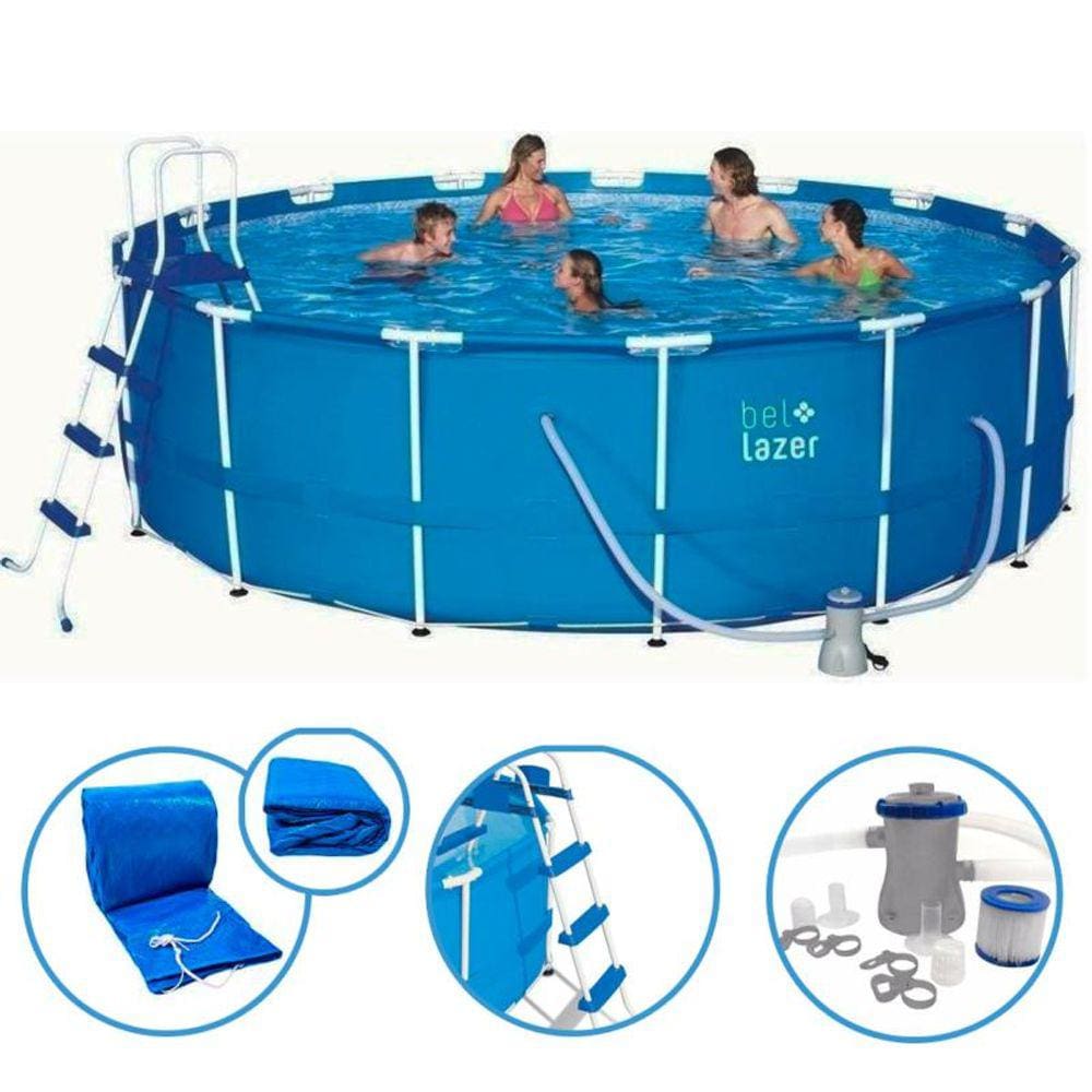 Piscina de Armação 16000 Litros com Kit Cobertura, Lona, Escada e Filtro BELFIX