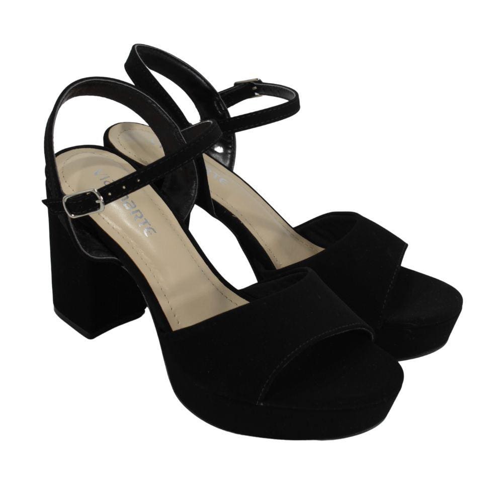 Sandália Salto Via Marte Nobuck Preto 11502-01