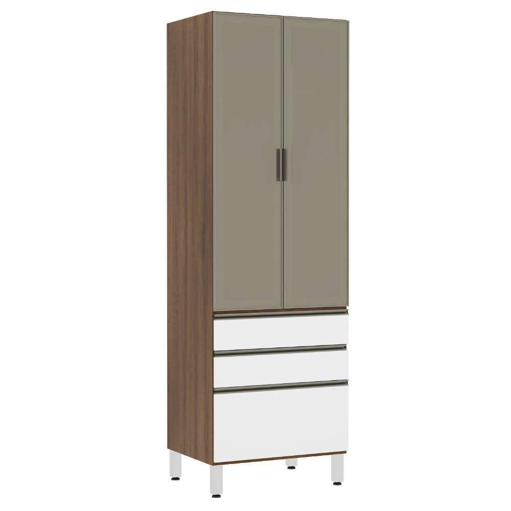 Paneleiro Torre 70Cm Inox Bronze Dourado C/ Branco