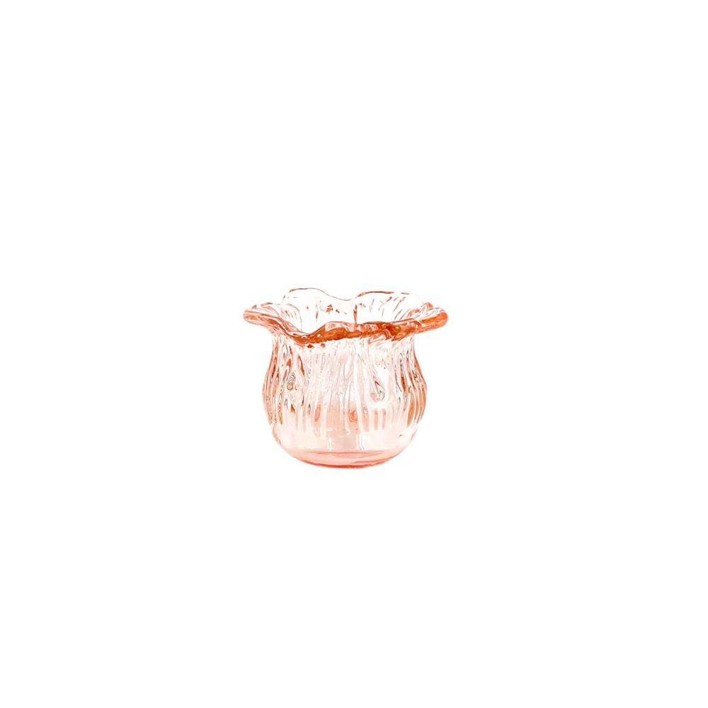 Vaso de Vidro Colorido Porta Vela Castiçal 7x9