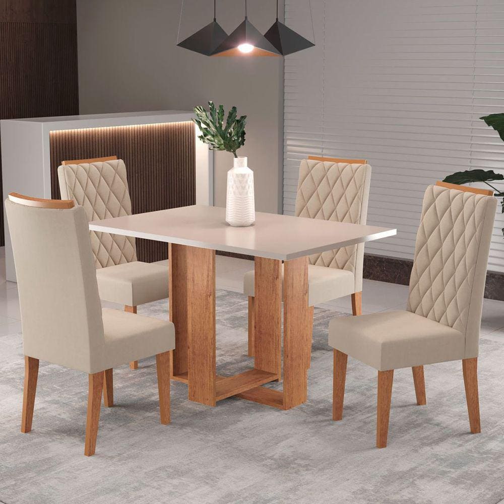 Mesa de Jantar 4 Lugares Nova York Blonde/Nude - Panorama Móveis
