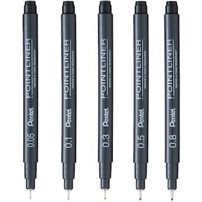 Caneta Nanquim Pointliner Kit 5 Pontas Pentel