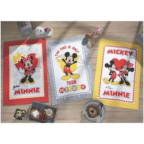 Kit Pano de Prato Atoalhado Mickey & Minnie com 3 unidades - Dohler