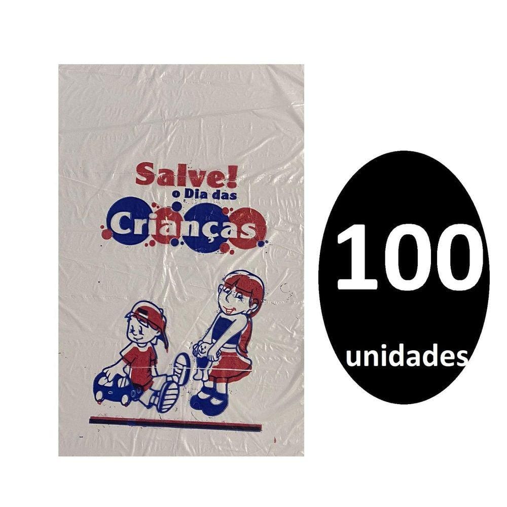 Kit 100 Sacos De Plástico Salve O Dia Das Crianças 16X24