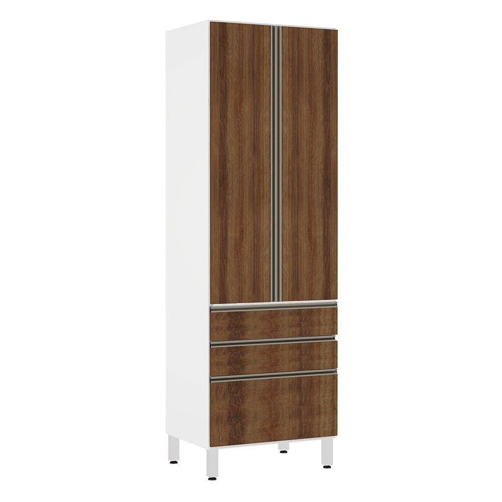 Paneleiro Torre 70Cm E Pérola Branco Com Nogueira Dourado