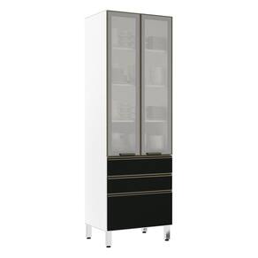 Paneleiro Torre 70Cm Prata Pérola Branco Com Preto Txt
