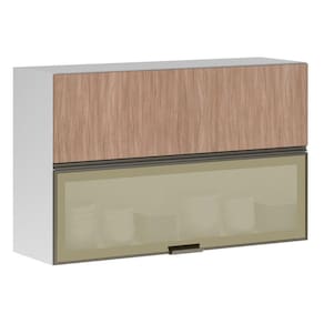 Armário Basculante 120cm 2 Portas E C/Vidro Reflecta Bronze