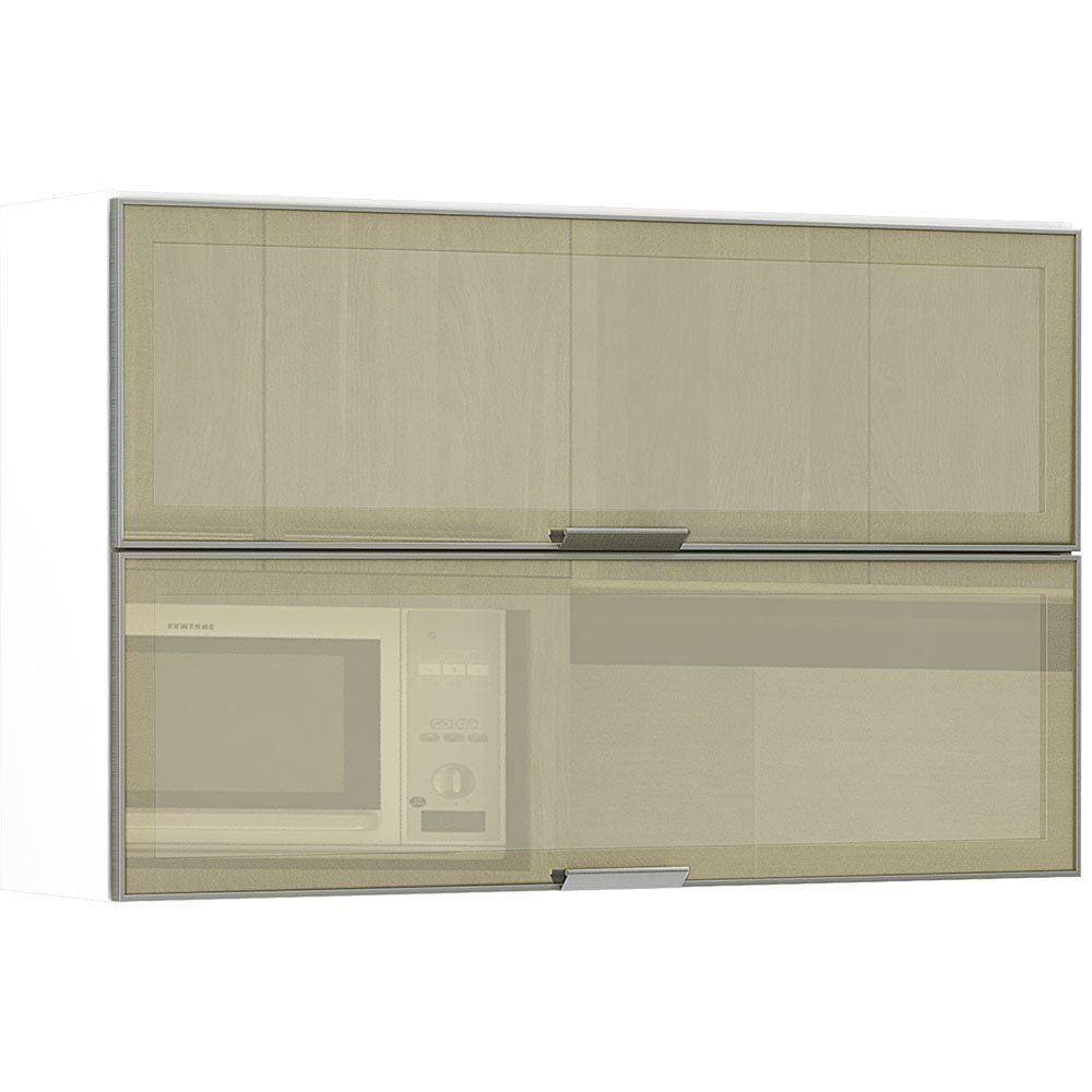 Armário Basculante Duplo 120cm 2 Portas C/Vidro Reflecta