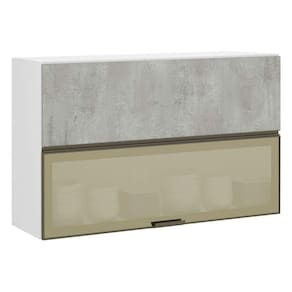 Armário Basculante 120cm 2 Portas E C/Vidro Reflecta Bronze