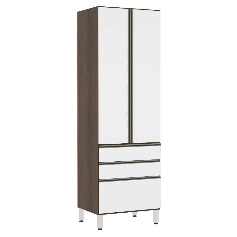 Paneleiro Torre 70Cm Jade Nogueira Dourado Com Branco