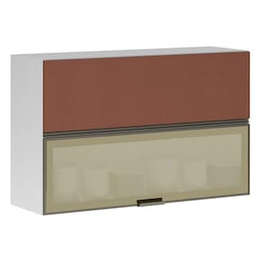 Armário Basculante 120cm 2 Portas E C/Vidro Reflecta Bronze