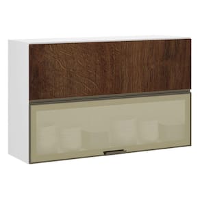 Armário Basculante 120cm 2 Portas E C/Vidro Reflecta Bronze