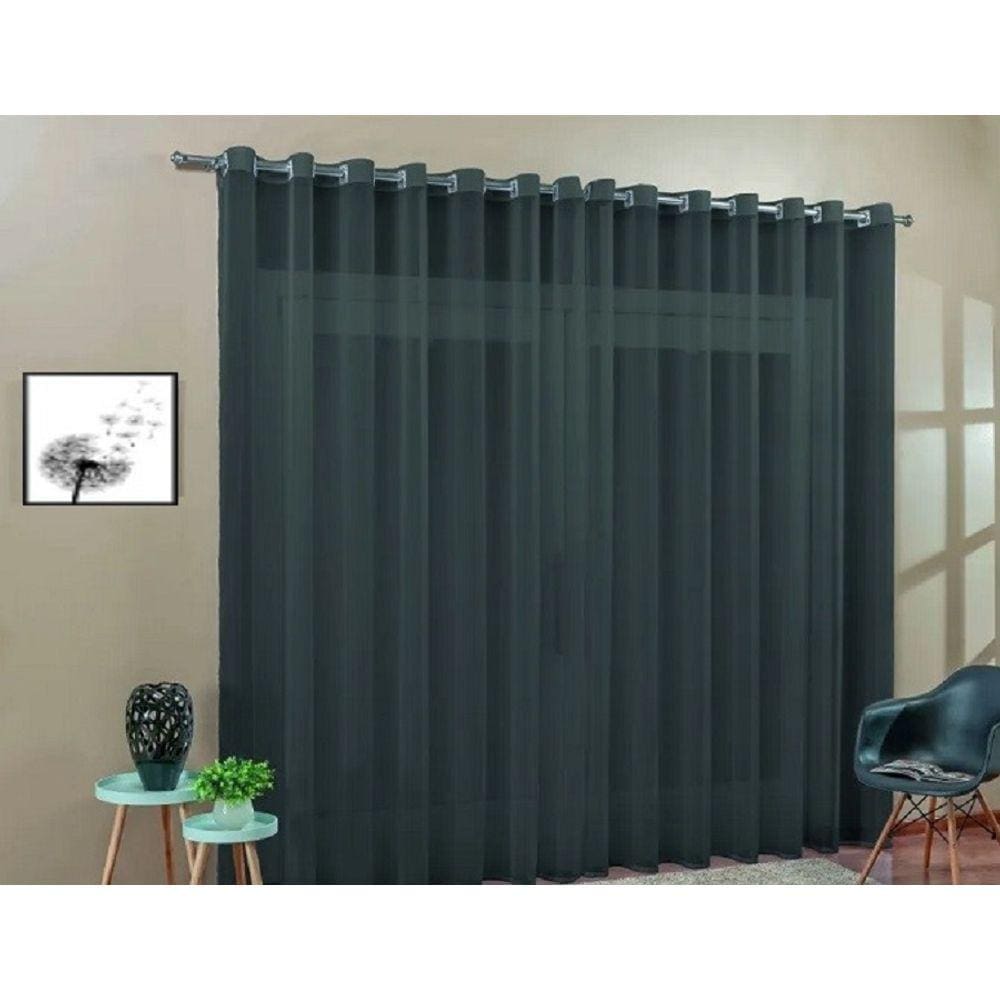 Cortina Voil Sala Ou Quarto 5,00x2,50 Ilhós Cromado